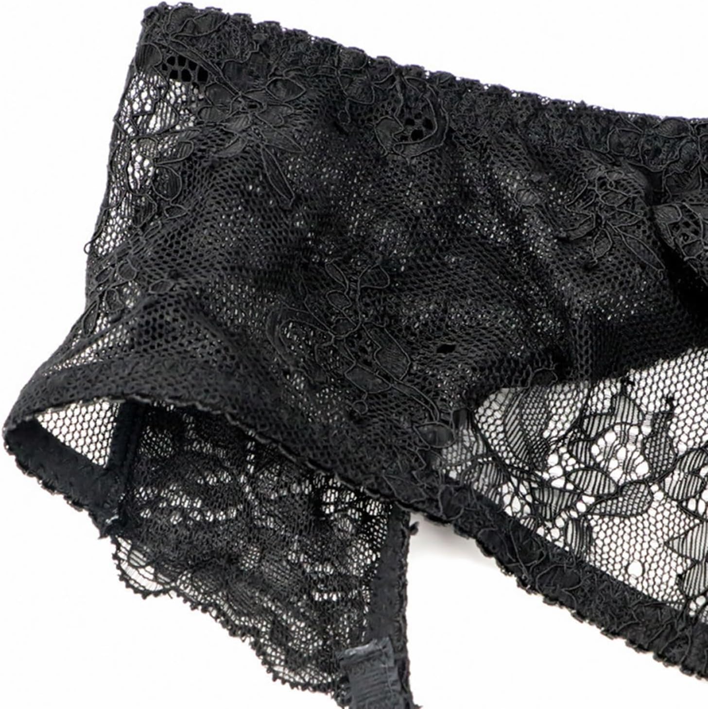 Women Sexy Lace Adjustable Garter Belt High Waisted Hollow Out Lace Suspender Garter Belts(Black,XX-Large)