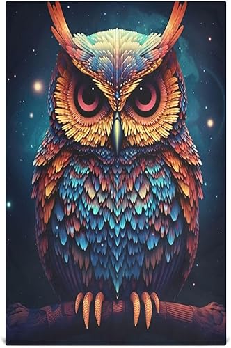 Kigai Paquete de 4 paños de cocina con búho altamente absorbentes, súper suaves, de 18 x 28 pulgadas, reutilizables, de secado rápido, juego de