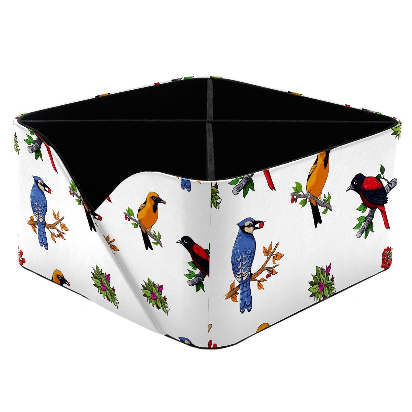 KengjuTesu Wild Birds Desktop Organizer Pen Holder, Rectangular Pencil Cup for Office, Study and Makeup Stations