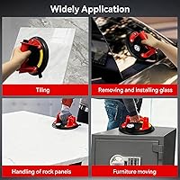 Vista 7 de Paquete de 2 ventosas resistentes de 8" para levantar vidrio grande, carga máxima de 960 libras, ventosas para ventanas, potente herramienta