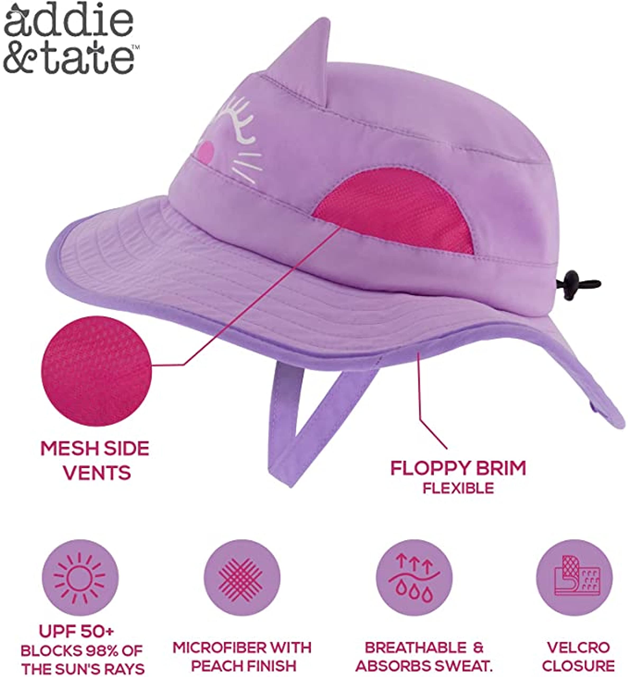 Sombrero de sol para niñas y niños con protección UV, sombrero de playa para niños pequeños, sombrero de pesca safari (2-7 años), Gato, 3-6 Years