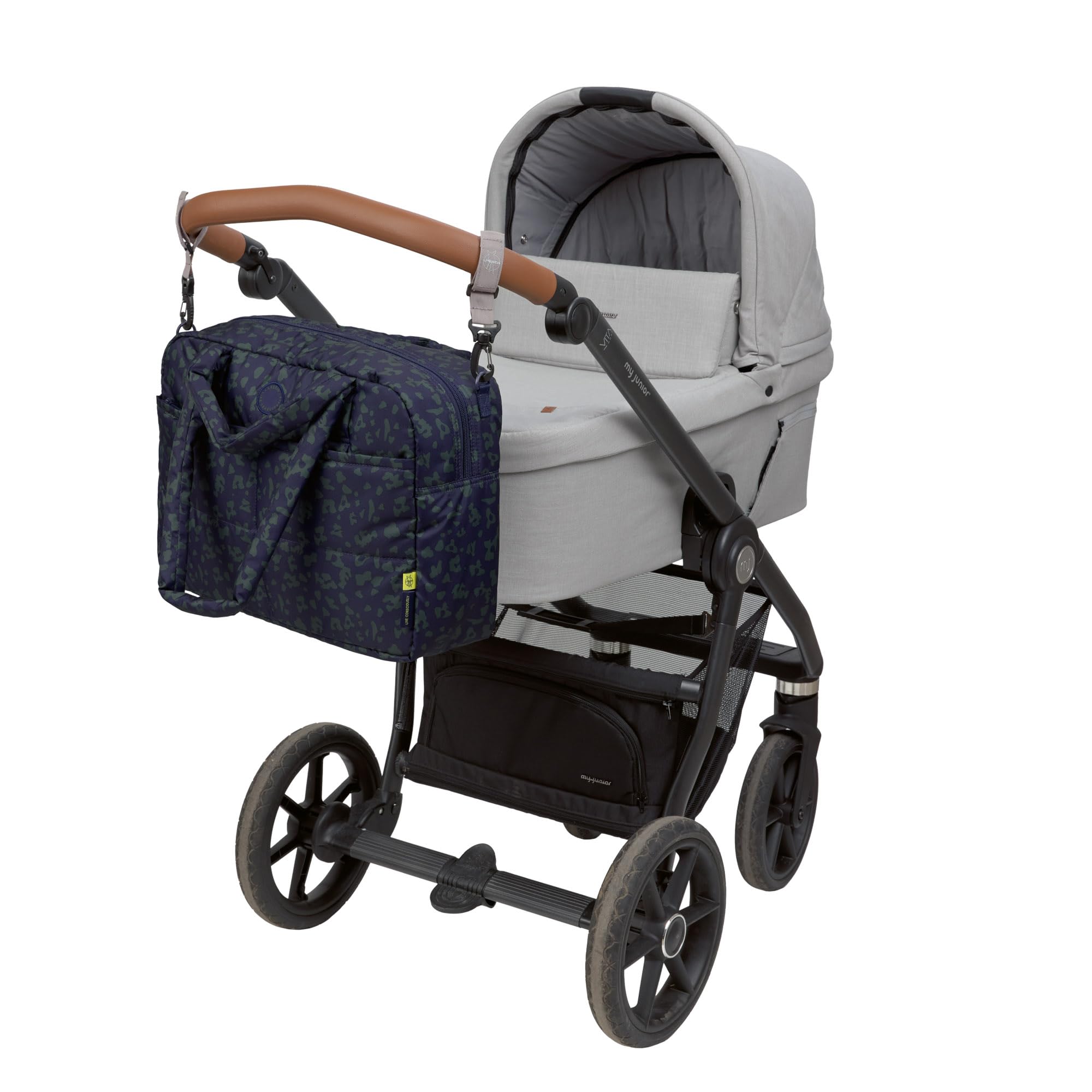 LÄSSIG Baby Wickeltasche mit Tragegriff und Wickelunterlage, Kinderwagenbefestigung, wasserabweisend/GRE Everyday Bag Leo dark blue