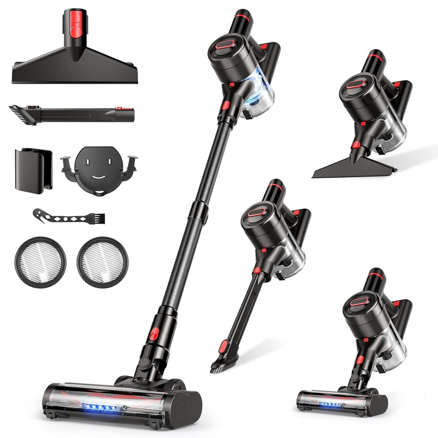 Cordless Vacuum Cleaner 450W 40Kpa Stick Vacuum with Powerful Suction 50Min Vacuum Cleaner for Home Anti-tangle and 1L