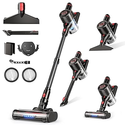 Cordless Vacuum Cleaner, 450W/40Kpa Stick Vacuum with Powerful Suction, 50Min Vacuum Cleaner for Home, Anti-tangle and 1L Dust Cup, 8 in 1 Lightweight Vacuum for Hardwood Floor Carpet Pet Hair