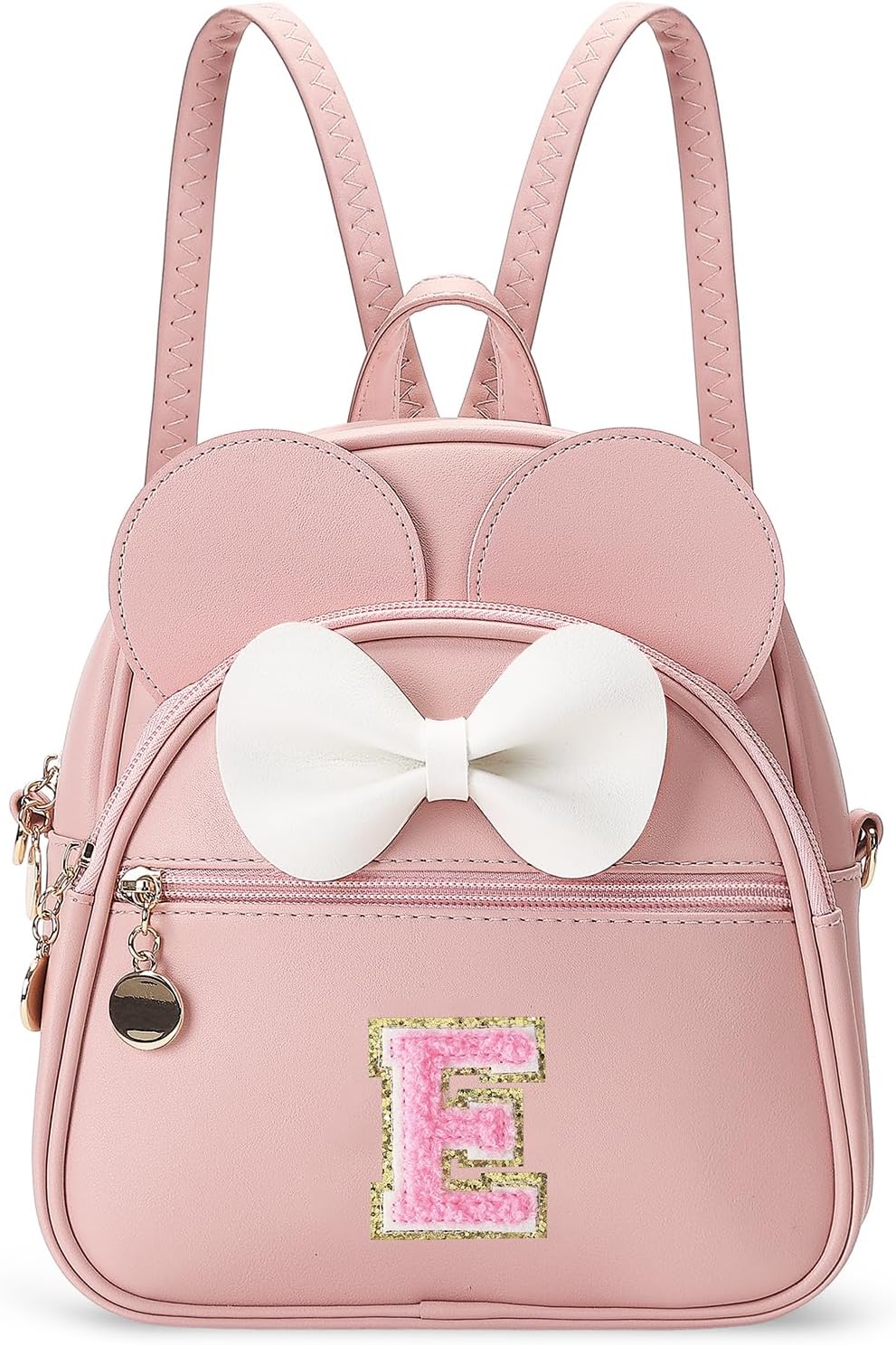 Birthday Gift for 2 3 4 5 6 7 8 9 10 Year old Girls Personalized Initial Toddler Mini Backpack Purse for Kids-Pink-E