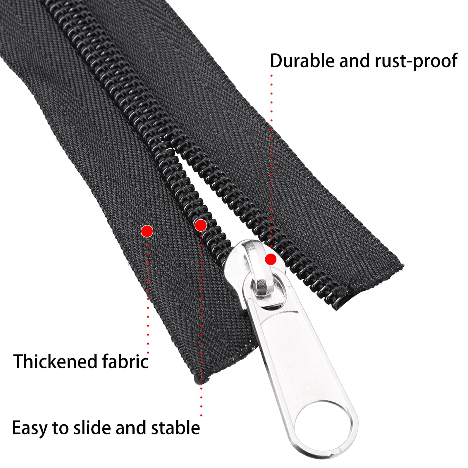 KOTAIFA #5 Nastro Per Cerniera In Nylon Bianco 9,1m Con 25 Tiranti – Denti Colorati – Per Cucito, Borse, Zaini E Artigianato - 2