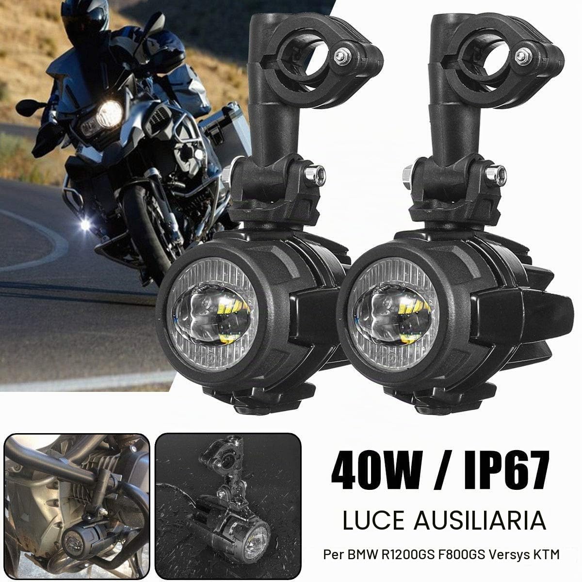 SUPAREE Faretti LED Moto Supplementari, Fari Antinebbia Moto faro Moto LED Anteriore per moto Universale-40W 6000LM 6000K (2 pezzi)