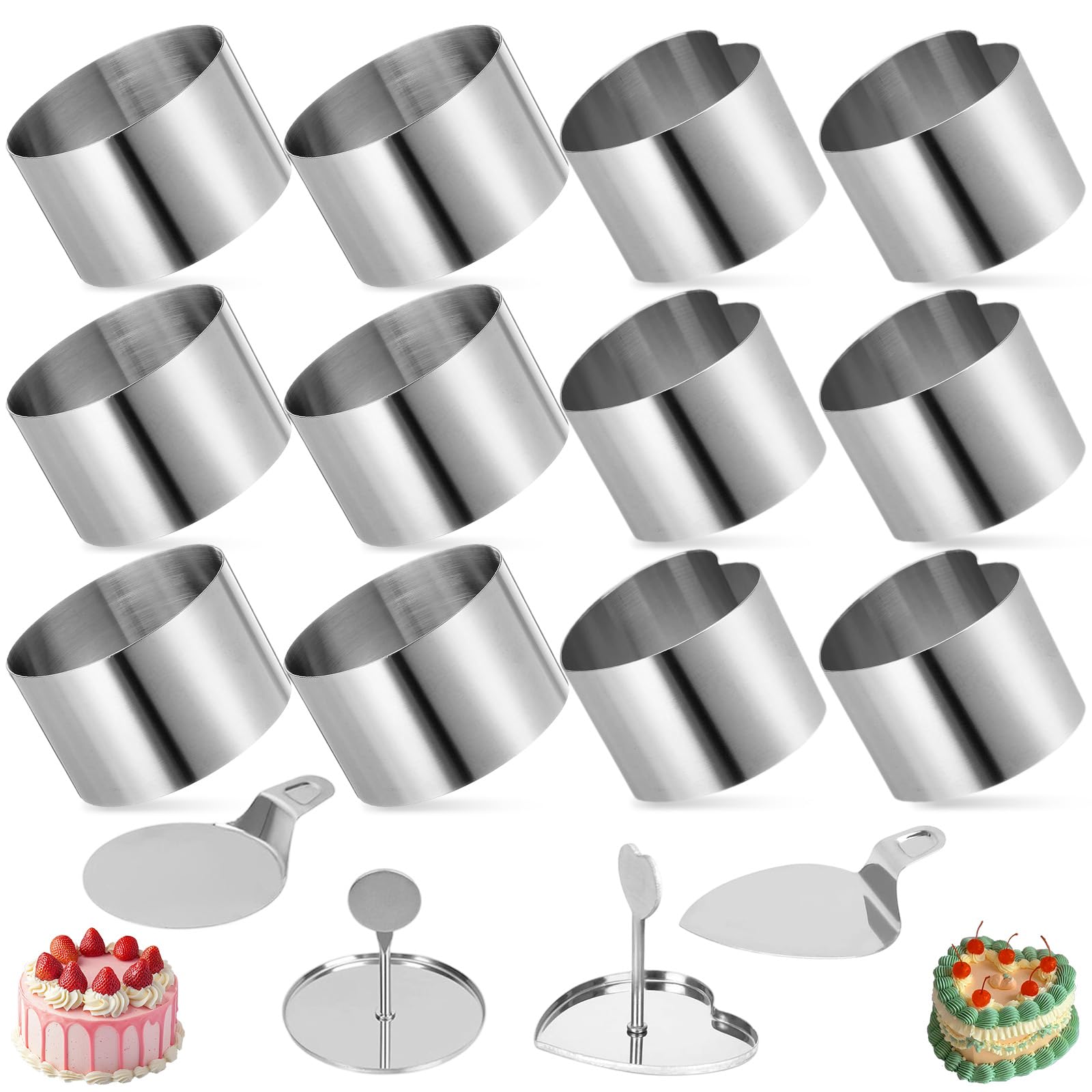 Anillos para tartas de acero inoxidable con bases y tapas para repostería limpia
