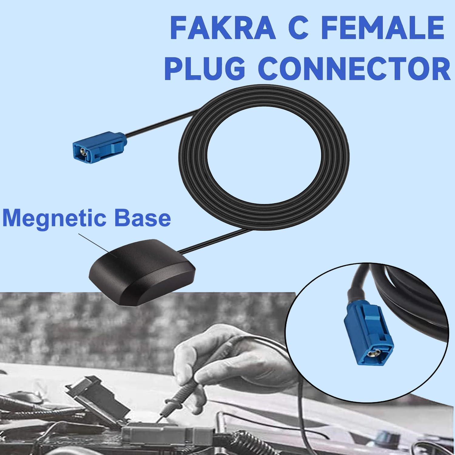 Antenna GPS attiva impermeabile 4 m Fakra C blu per Ford Dodge RAM GM Chevy Chevrolet GMC Jeep Cadillac BMW Mercedes Benz auto camion SUV