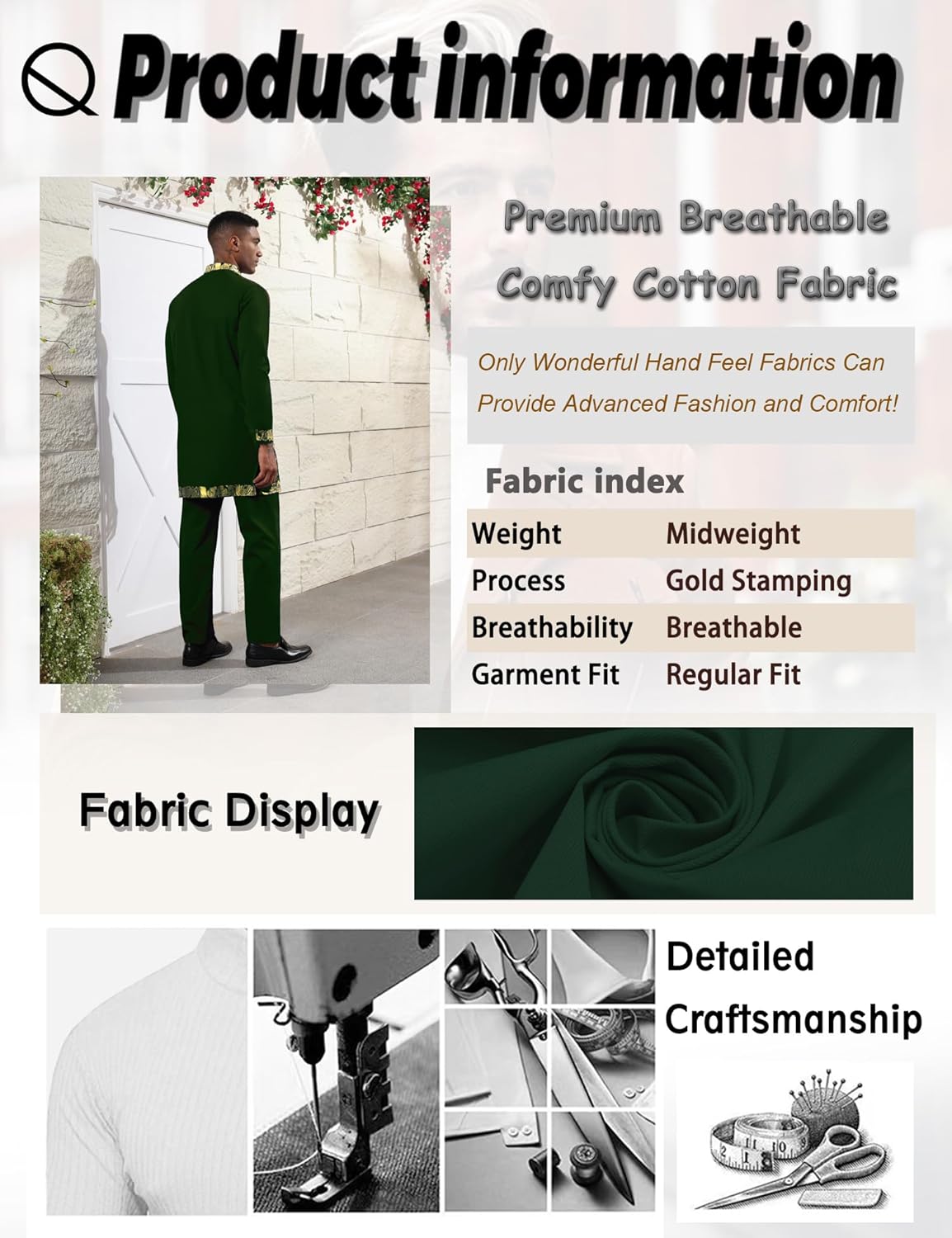 Mens African 2 Piece Set Zipper Nigerian Dashiki Metallic Shirt and Pants Outfit Gold Stamp Printed Long Traditional Suit - Image 4