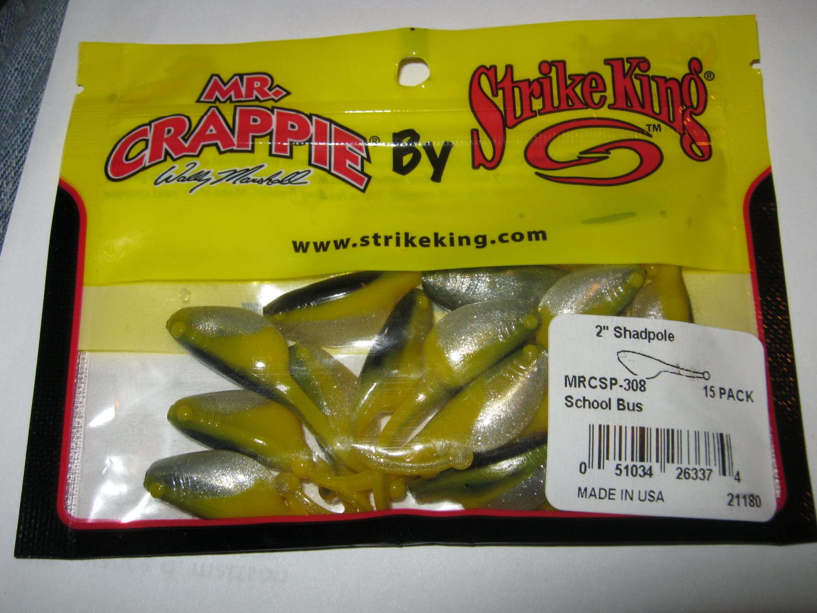 Strike King Mr Crappie Shadpole Fishing Lure - School Bus Color 2 Inch 15 Pack