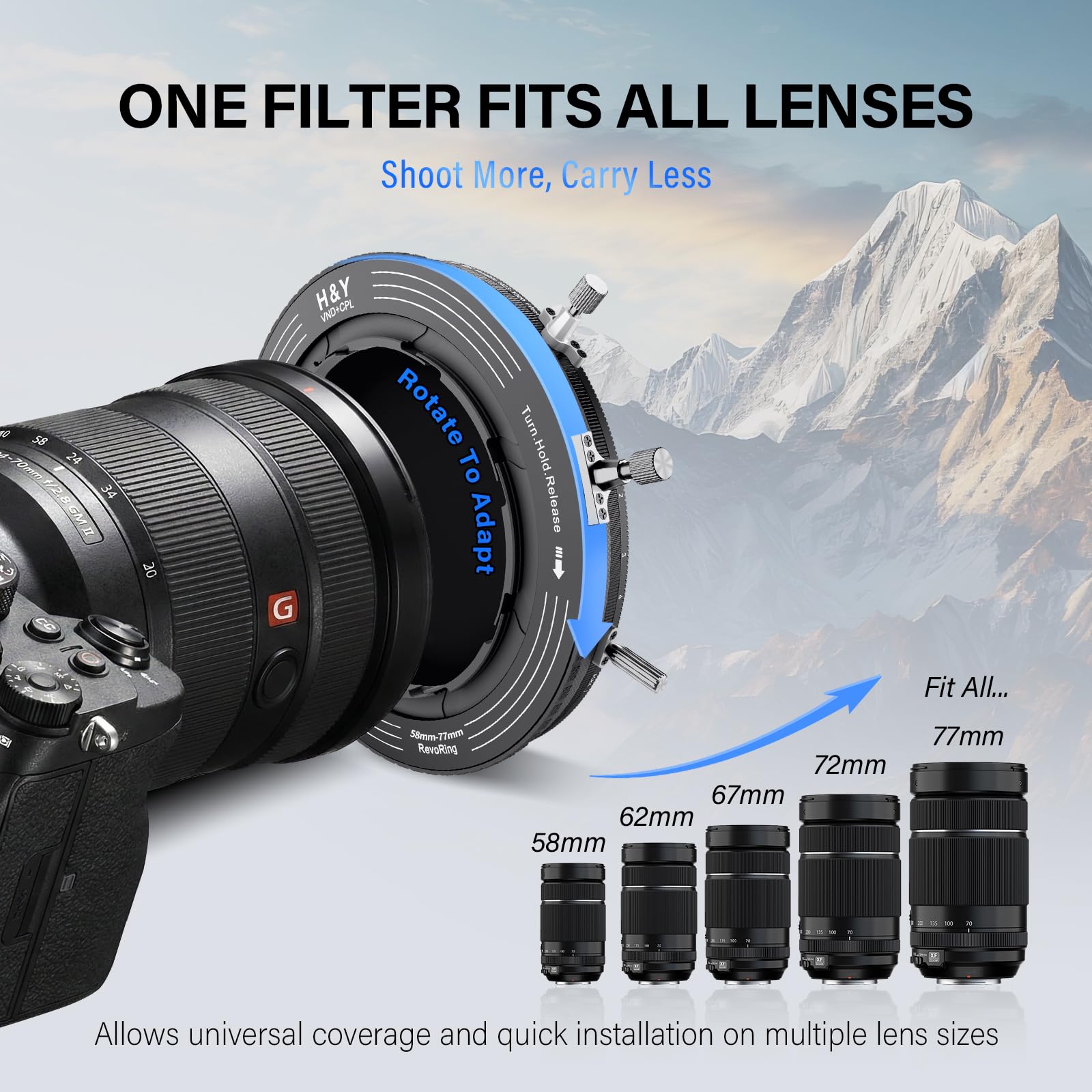 Amazon.com : H&Y RevoRing MKⅡ 58mm 62mm 67mm 72mm 77mm Variable 