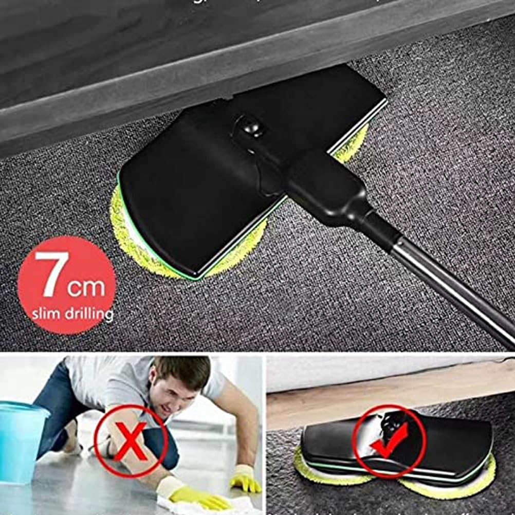 Mopa Giratoria Eléctrica de Limpieza,Mopa Spinning Recargable con Mango Ajustable,2 Almohadillas Microfibra y 2 Almohadillas Pulido,para Suelos de mármol,parqué y demás