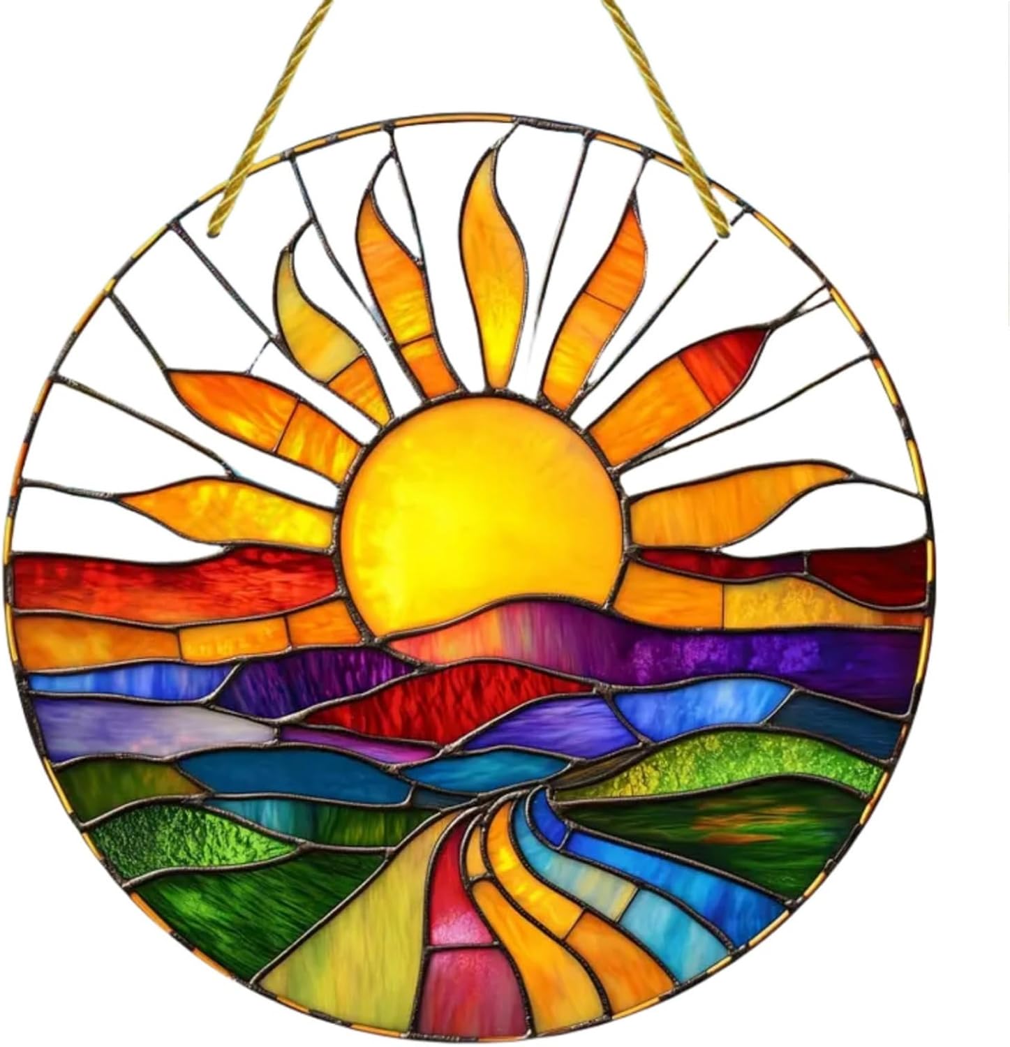 15 * 15Cm Large Large and Colourful Sun Suncatcher,Hanging Garden Ornaments,Ideal Suncatchers for Windows,Hanging Decorations for Home,Window Decorations,Stained Glass Window Hangings