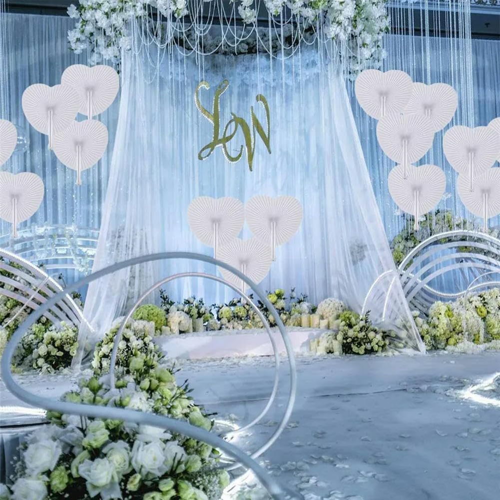 OPica 40/80/120 stücke Hochzeit Party Dekoration Herz DIY Malerei Weiß Folding Fan Blank Fan Festival Hand Fans Party Geburtstag Geschenk