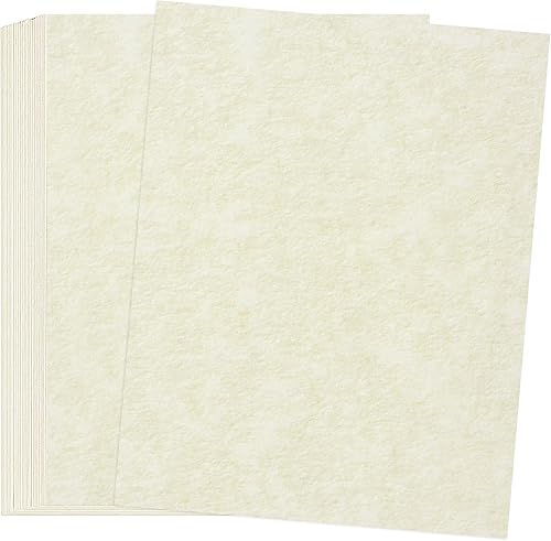 30 Hojas de Papel Pergamino - Blanco Cremoso 8.5" x 11" Tamaño Carta Cartulina Pergamino 65lb Papel Grueso Pesado Vintage para Certificados,