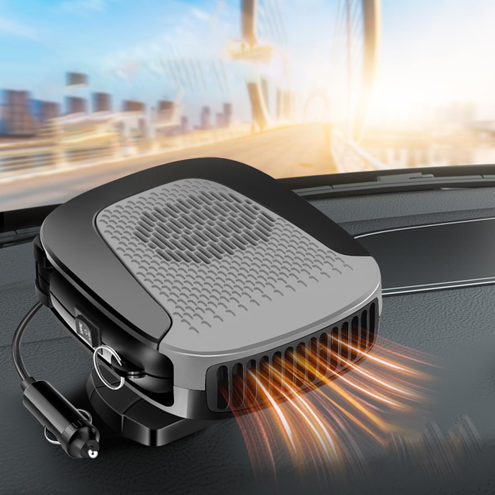 12V Portable Car Heater & Defroster – Fast Heating & Cooling Fan, 360° Swivel, For Sedans, SUVs, Trucks