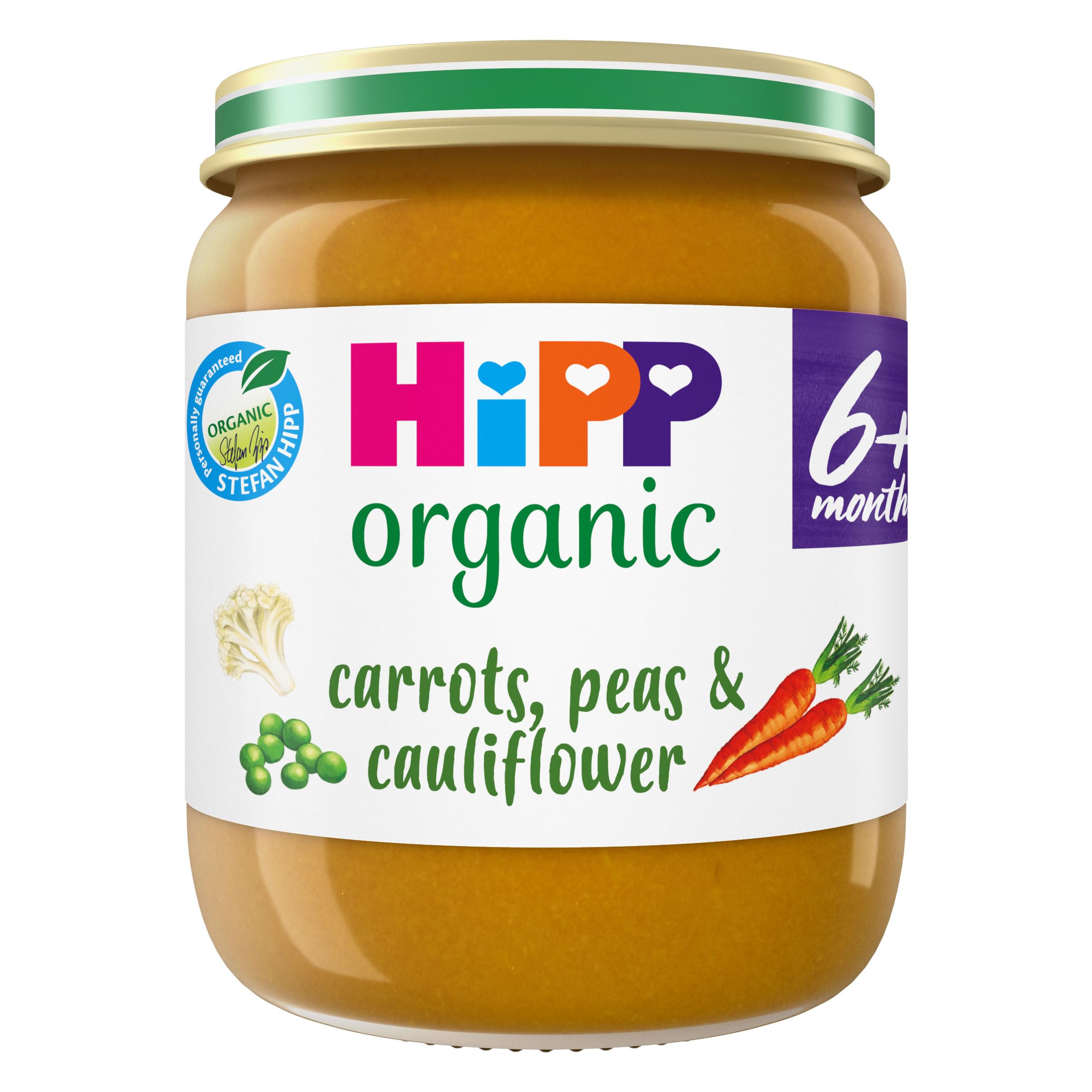 HiPP Organic Carrots, Peas & Cauliflower Baby Food Jar 6+ Months 125g (Pack of 6)