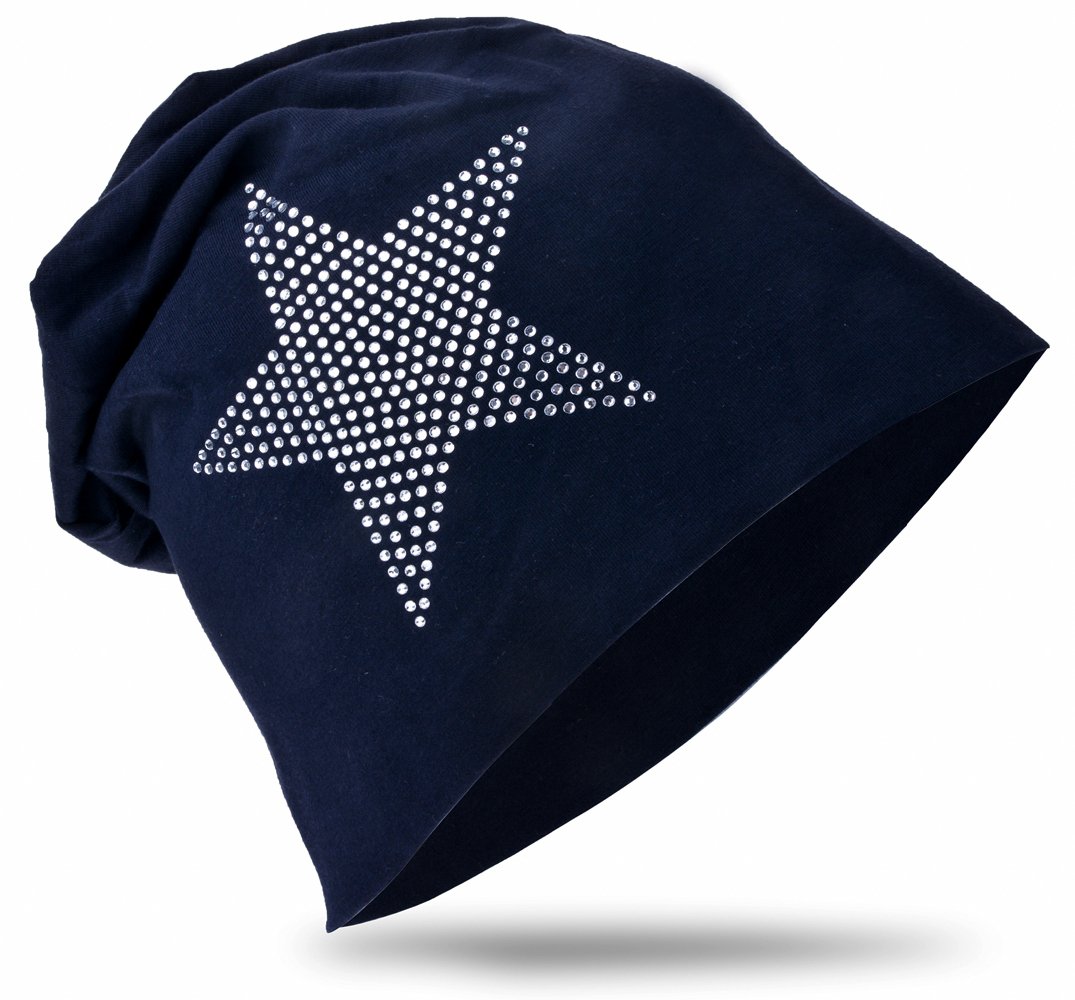 Miobo Slouch Beanie Mütze für Kinder und Erwachsene – Weiche Baumwolle – Strass-Stern-Design