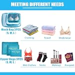 8 Set Cubes d'emballage pour les bagages de voyage Sacs à bagages Réutilisables Sacs organisateur de valises étanches Set avec sac de chaussures et sac de toilette (bleu sky)