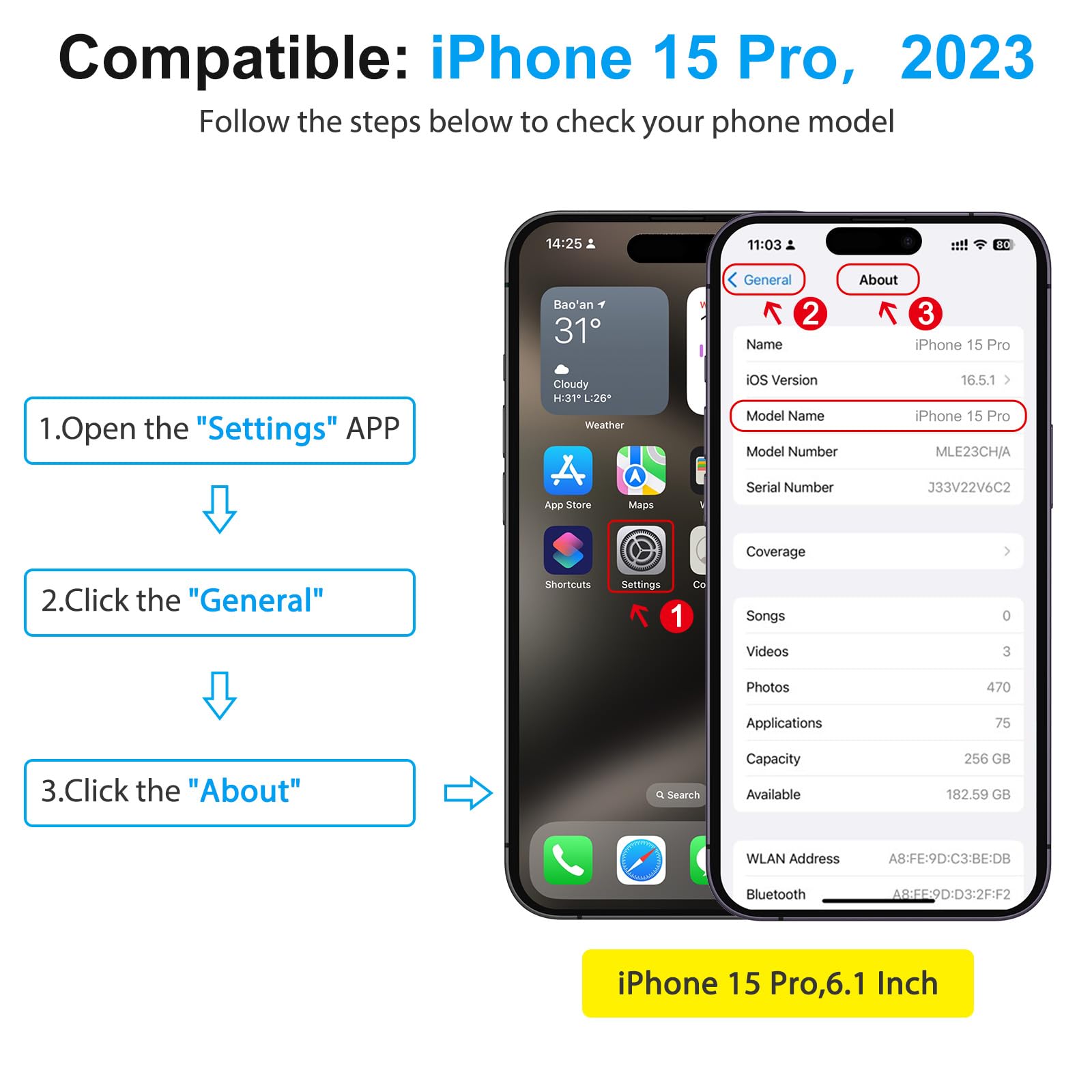 SPARIN 3+2 Vetro Temperato per iPhone 15 Pro 6.1 Pollici Contengono 3 Pezzi Protezione Schermo e 2 Pezzi Fotocamera Posteriore Protector, Pellicola Prottetiva con Strumento Di Allineamento Facile
