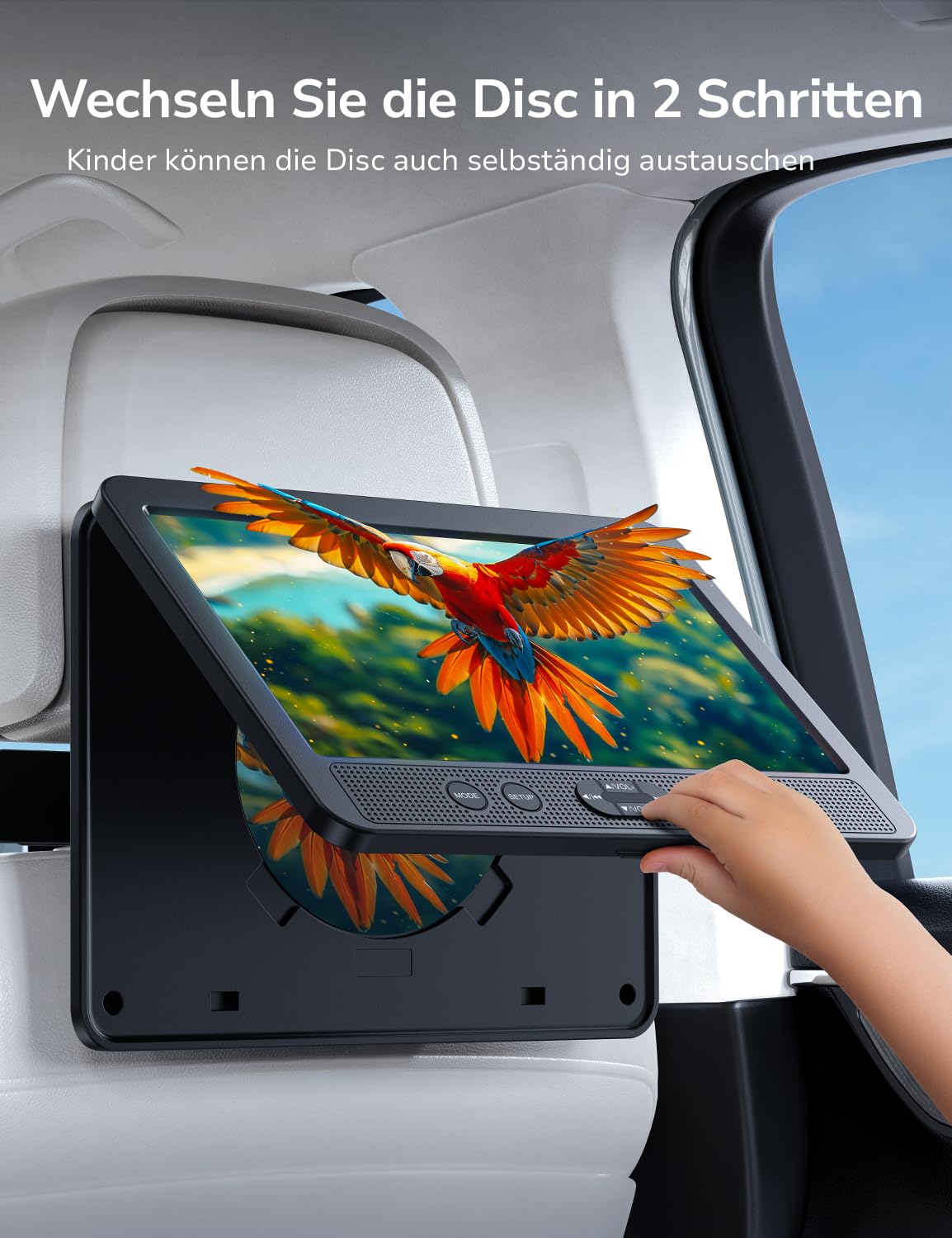 GOnavidio 10,5 Zoll Auto DVD Player 2 Monitore mit HDMI-Eingang, Kopfhörern, Monitore Kopfstütze, Auto Fernseher Rücksitz unterstützt für USB/SD-Karte, AV-EIN-/Ausgang, ohne Akku