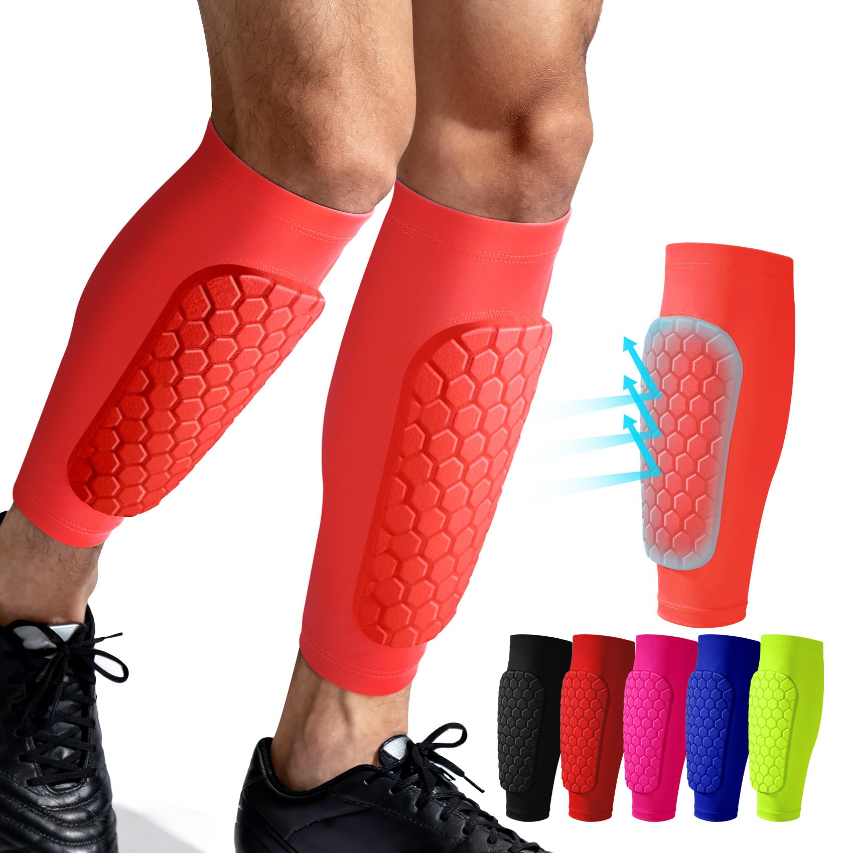 Football Shin Pads Guards Ski Guards for Kids Youth with Honeycomb Pads