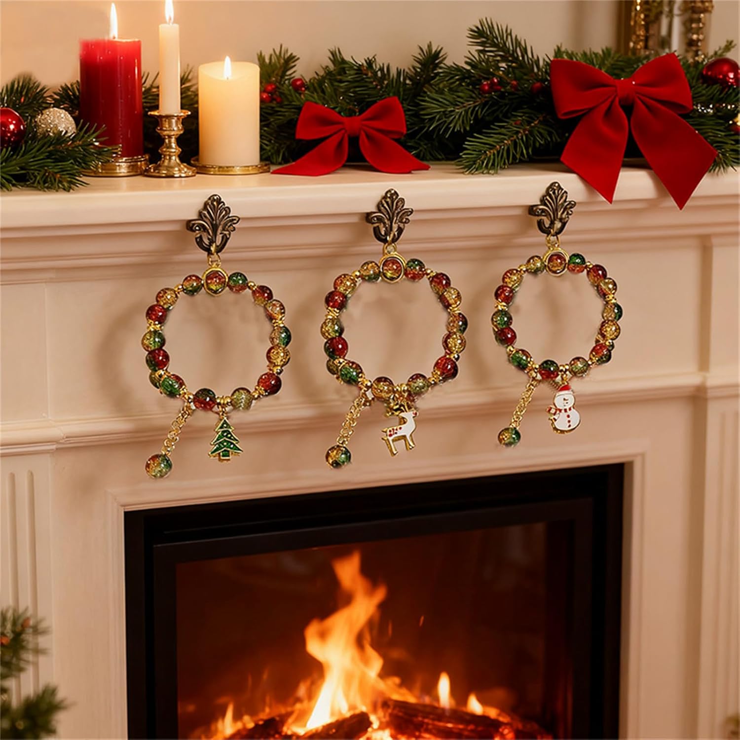 MALOYANVE 3 Pcs Christmas Style Bracelets for Women Cute Colorful Xmas Beaded Bracelets with Adorable Snowman Jolly Santa Claus Vibrant Christmas Tree Charms Exquisite Perfect Festive Jewelry Gifts for Holiday Party - Image 5