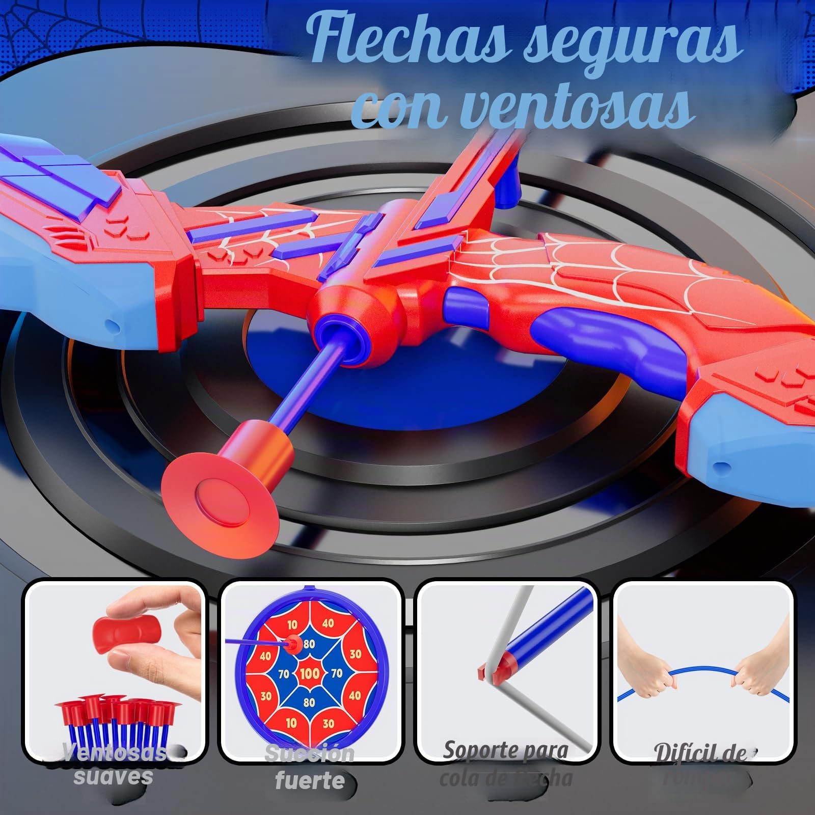 HYES Arco y Flechas para Niños, Juguetes de Tiro con Arco con Flechas de Ventosa, Objetivos Colgantes, Soporte de Flecha, Juguete Niños niñas Interior Exterior