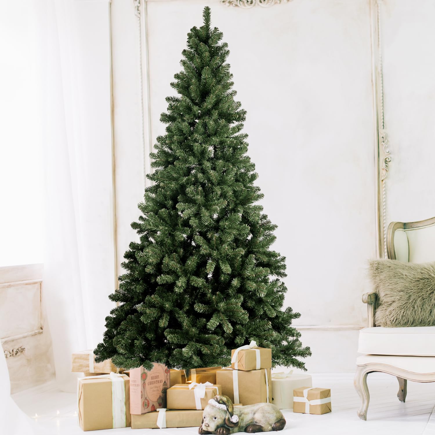 Ytbhshxz Green Christmas Tree， Unlit Artificial Holiday Spruce Pvc Xmas Tree With Branch Tips, With Foldable Metal Stand(6Ft)