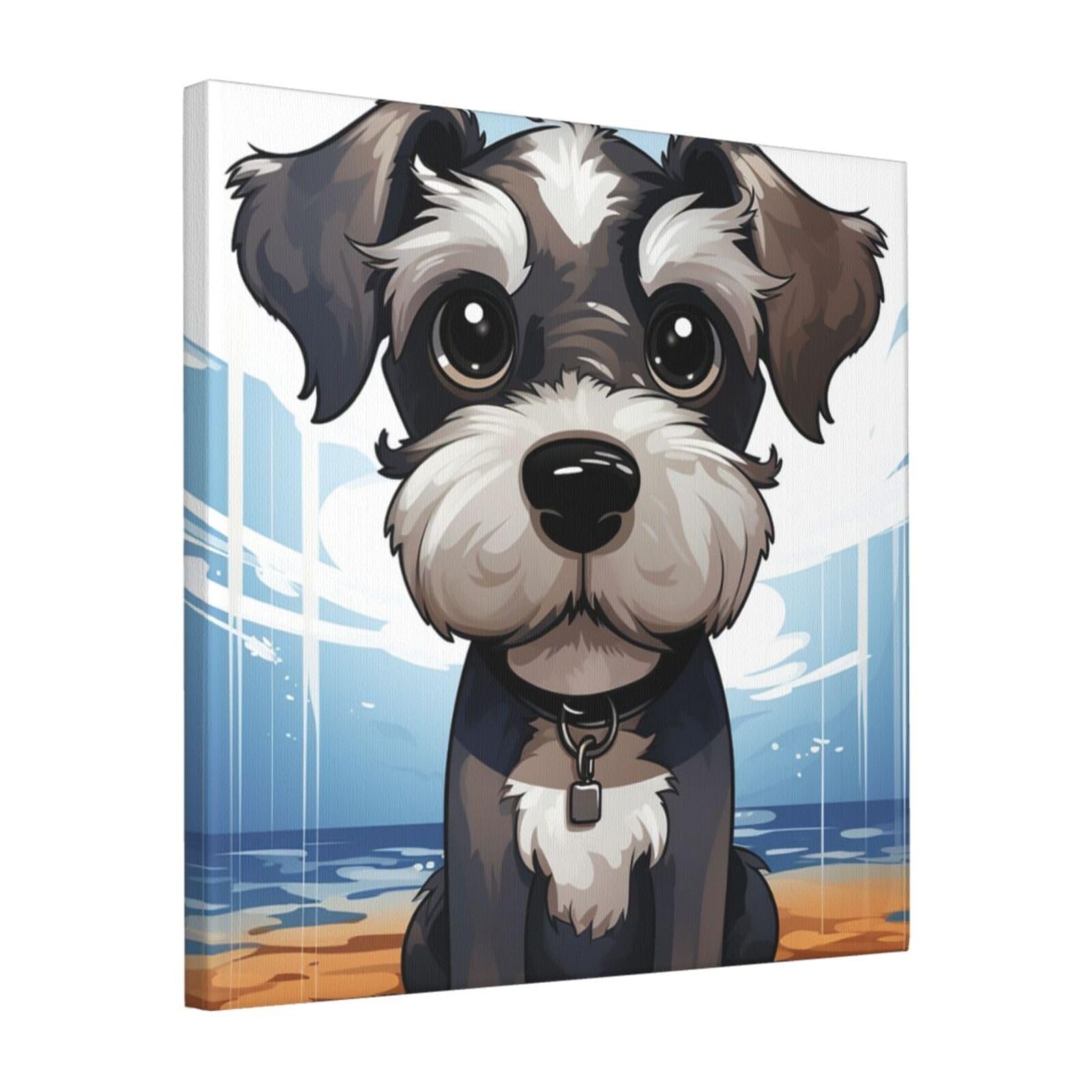 KLOPH adorable schnauzer Canvas Wall Art for Living Room 16"x16" Modern Artwork Painting for Bathroom Hanging Canvas Prints Aesthetic Wallart for Bedroom Kitchen Office Wall Decor