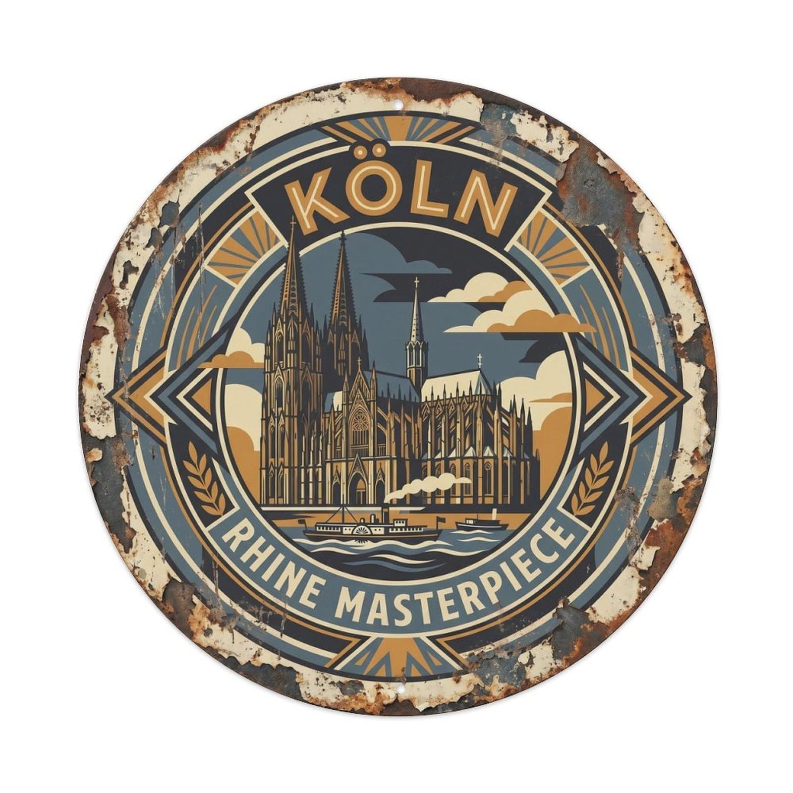 Vintage Travel Cologne Spires Germany Vintage Metal Tin Sign Plaque Wall Decor for Cafe, Club Bar, Office, Garden Metal Poster 8x8Inch
