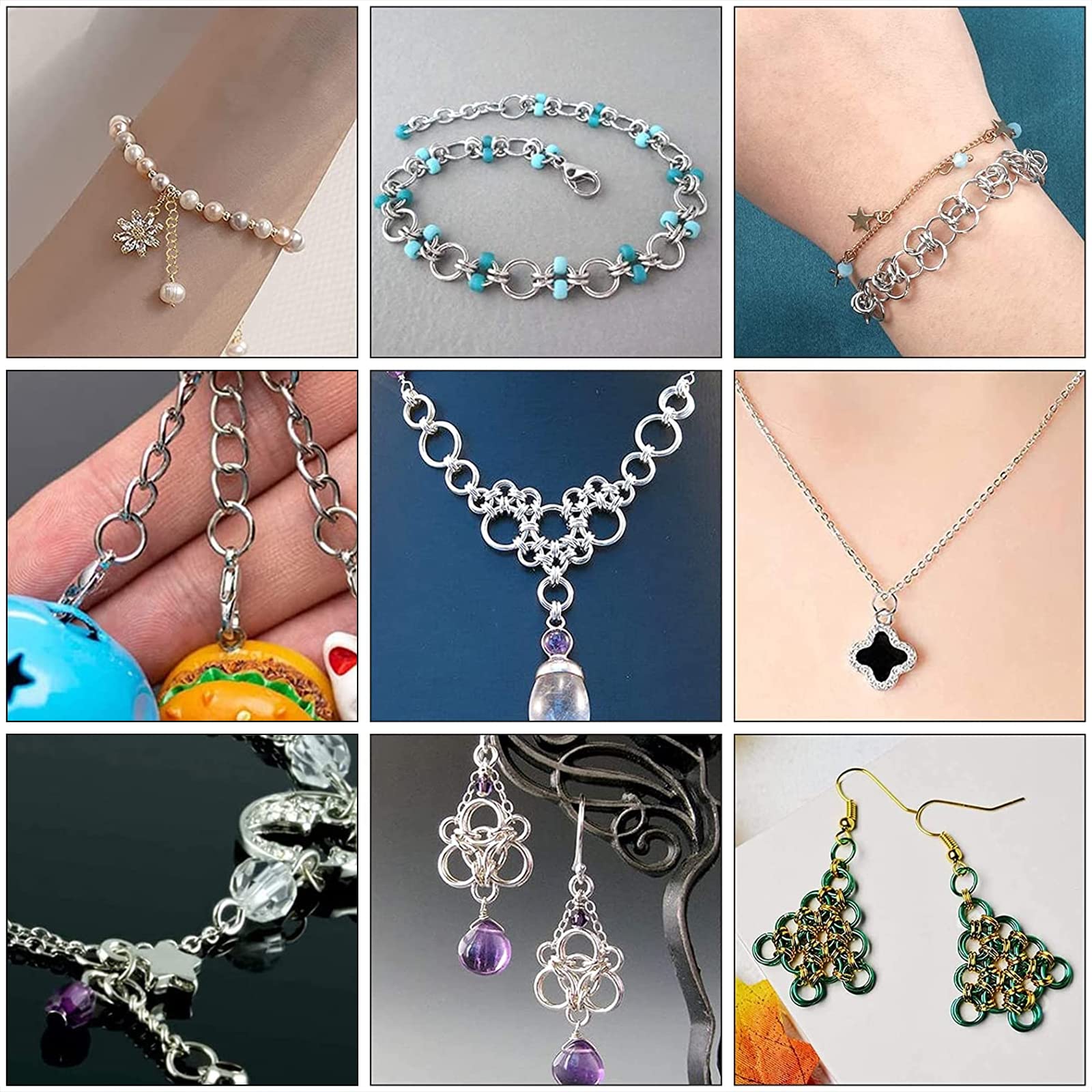 2280 Anellini Per Bigiotteria In Acciaio Inossidabile - Set 8 Misure Per Bracciali E Orecchini