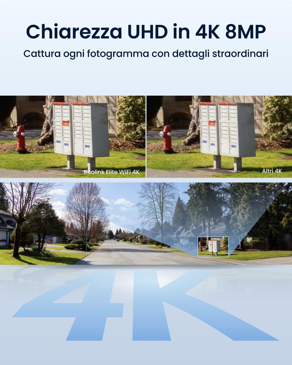 Reolink 4K Telecamera WiFi Esterno 180°, WiFi 6 Dual-Band, Videocamera Sorveglianza con Doppio Obiettivo, Rilevamento AI, Visione Notturna a Colori, Audio Bidirectionnel, Elite WiFi