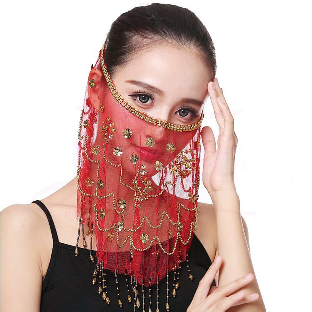 Belly Dance Face Veil India Dance Outfit Halloween Carnival Costumes Head Face Veil