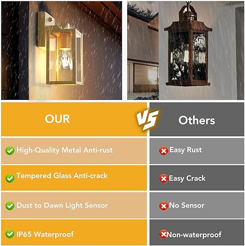 Miniatura 12 de PARTPHONER Lámparas para exteriores del atardecer al amanecer, paquete de 2 luces con sensor de porche, lámpara de iluminación impermeable