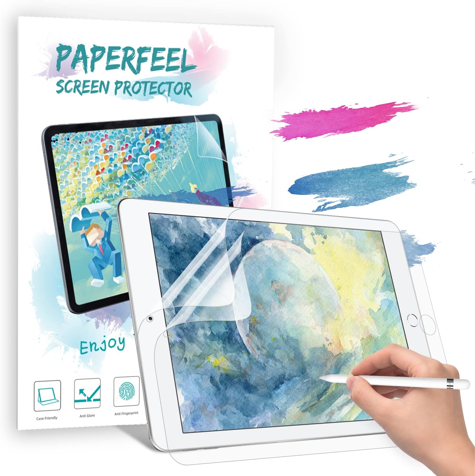 XIRON 2 Pack Paperfeel Screen Guard for iPad 9th/ 8th/ 7th Generation (2021/2020/ 2019), Matte PET Paper Screen Protector for iPad 10.2 inch, Anti Glare, Compatible with Apple Pencil