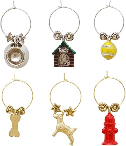 Wine Things 6 marcadores de copa de vino dijes de copa de vino etiquetas de copa de vino para copas de tallo fiesta de degustación de vino dije de