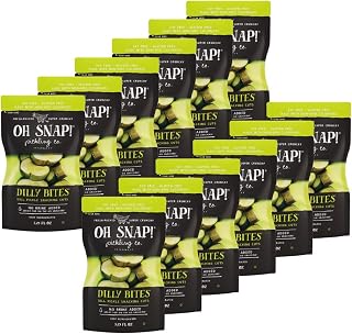 OH SNAP! Dilly Bites (12 Pack) - Dill Pickle Snacking Cuts - Fresh Packed Ready To Eat Pickle Bites - Gluten-Free, Fat-Free & Made With Non-GMO Veggies - Delicious & Healthy Snack