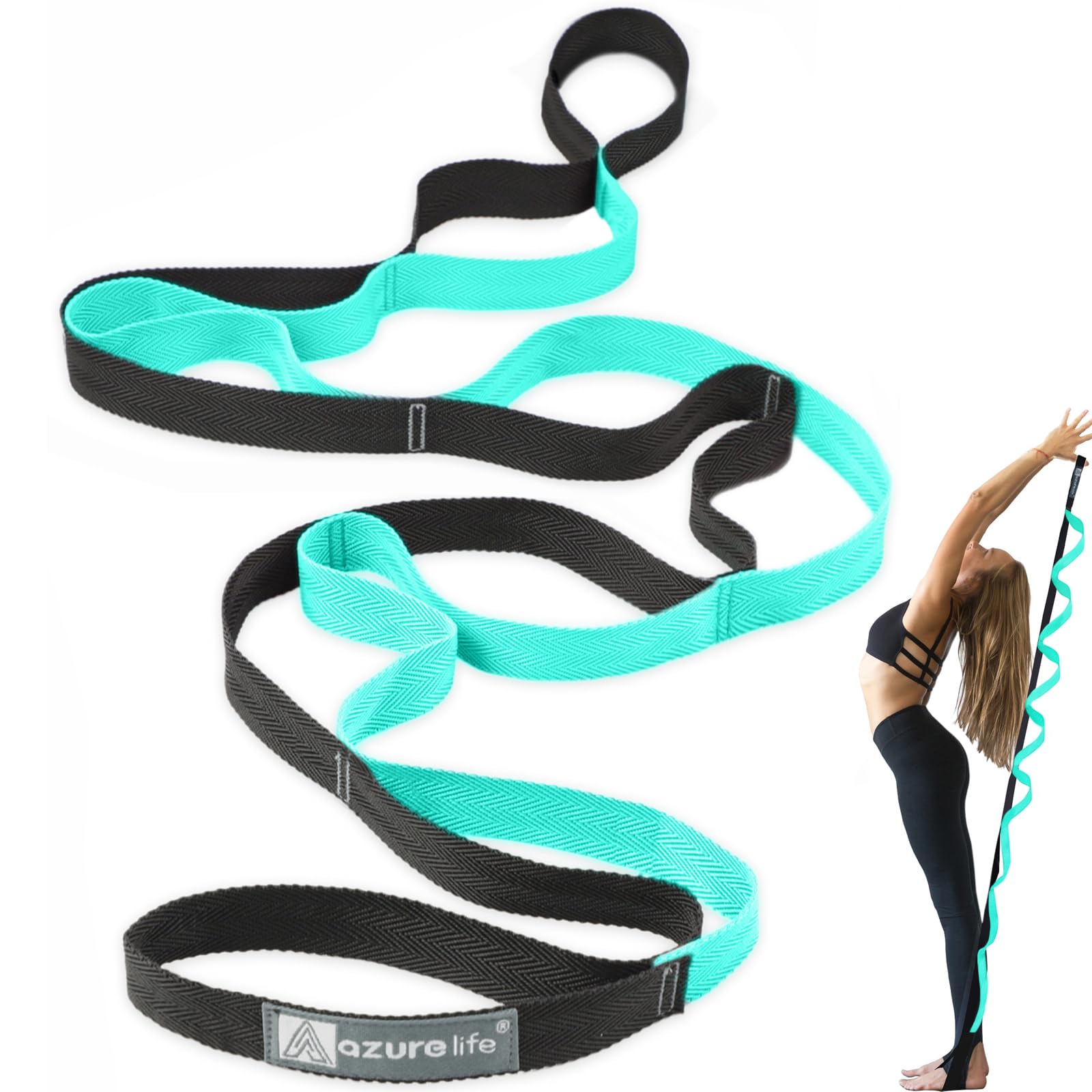 Premium Durable Stretch Straps with Loops, Stretching Strap for Physical Therapy, Multi-Loop Yoga Strap Fitness Exercise Strap for Yoga, Pilates, Dance, Flexibility&Exercise