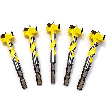 5Pcs Forstner Drill Bit Set with Hex Shank, Precision Wood Drill Bits 5/8"16mm to 7/8"22mm, Hinge Cutter Tool Auger Hole Saw, Tungsten Carbide Forstner Bit for Woodworking, Plastic and Plywood