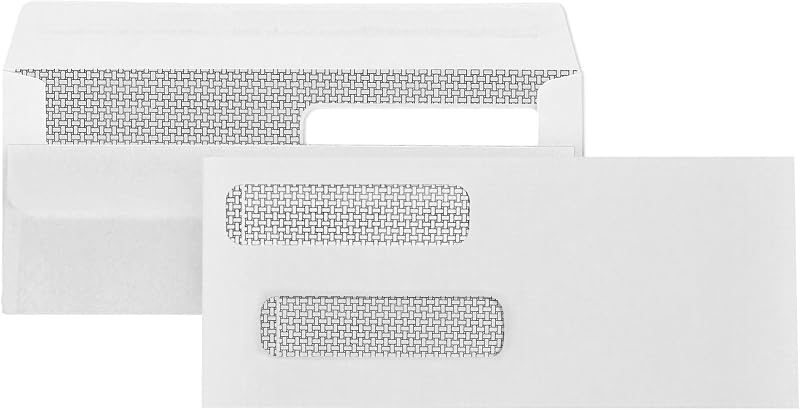 Blue Summit Supplies 500#8 sobres de seguridad de doble ventana, tapa y sello | 3 5/8 x 8 11/16 pulgadas, tinte de seguridad, tapa y sello, para cheques QuickBooks y correos comerciales