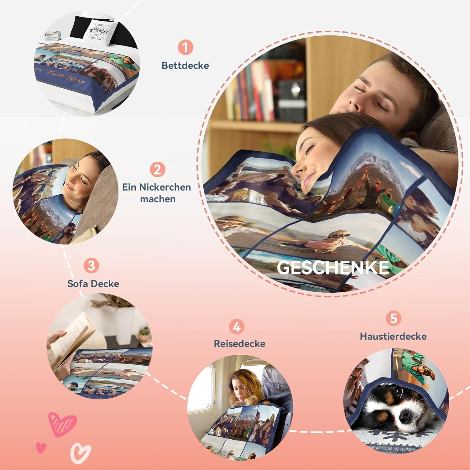 Bemaystar Personalized Photo Gifts - Custom Blanket, Photo Blanket with Your Own Photo, Gifts for Friends Men Women Family Pets, Birthday Gifts - Image 7