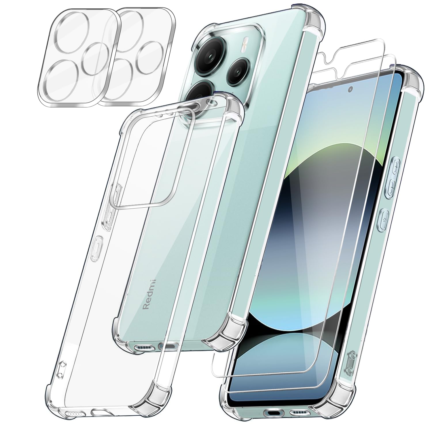 Coque Pour Xiaomi Redmi Note 14 4G Coque En Verre Trempé Film De Protection étui Transparent Fin En TPU Souple, Coque Protection Anti-chute