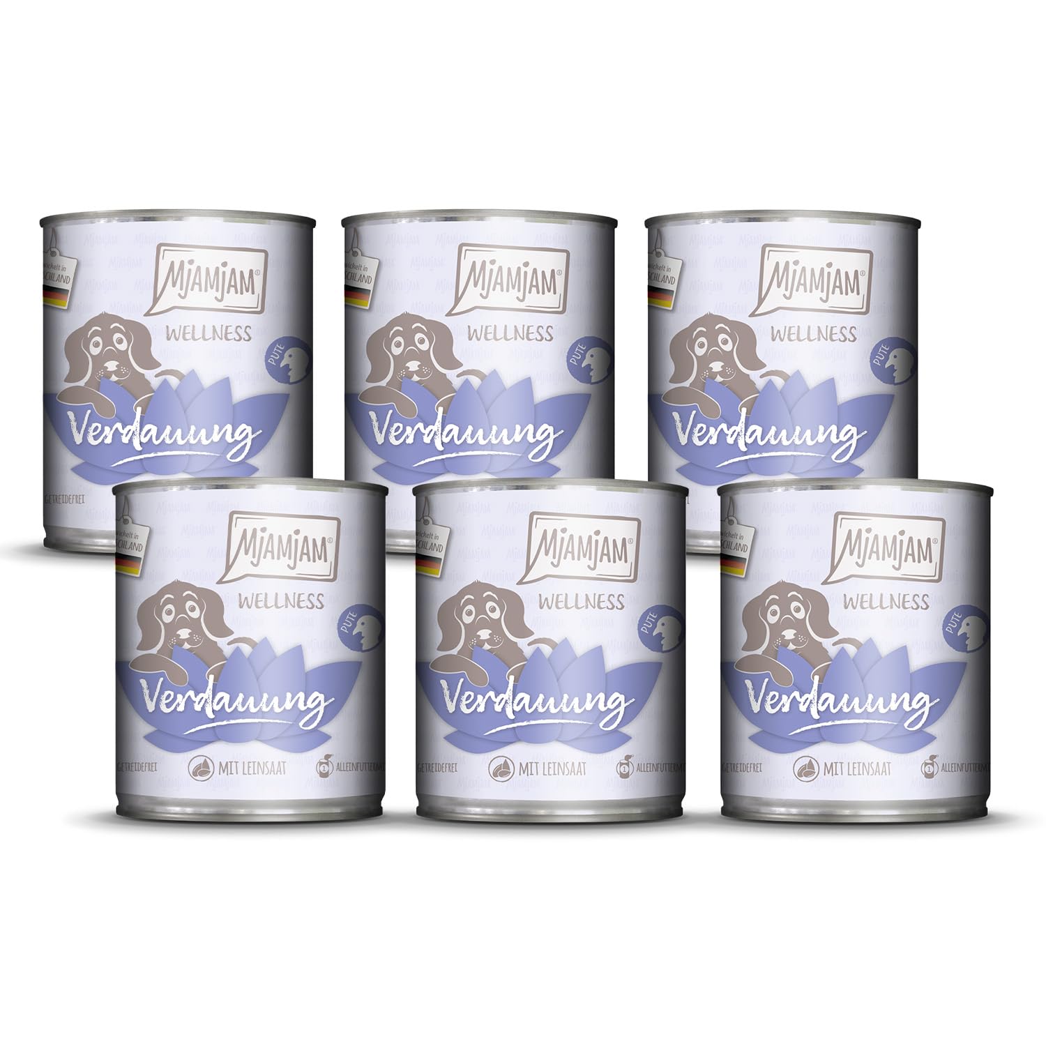 MjAMjAM - Comida húmeda premium para perros - Wellness - Digestión - Pavo, pack de 6 (6x800g), sin cereales
