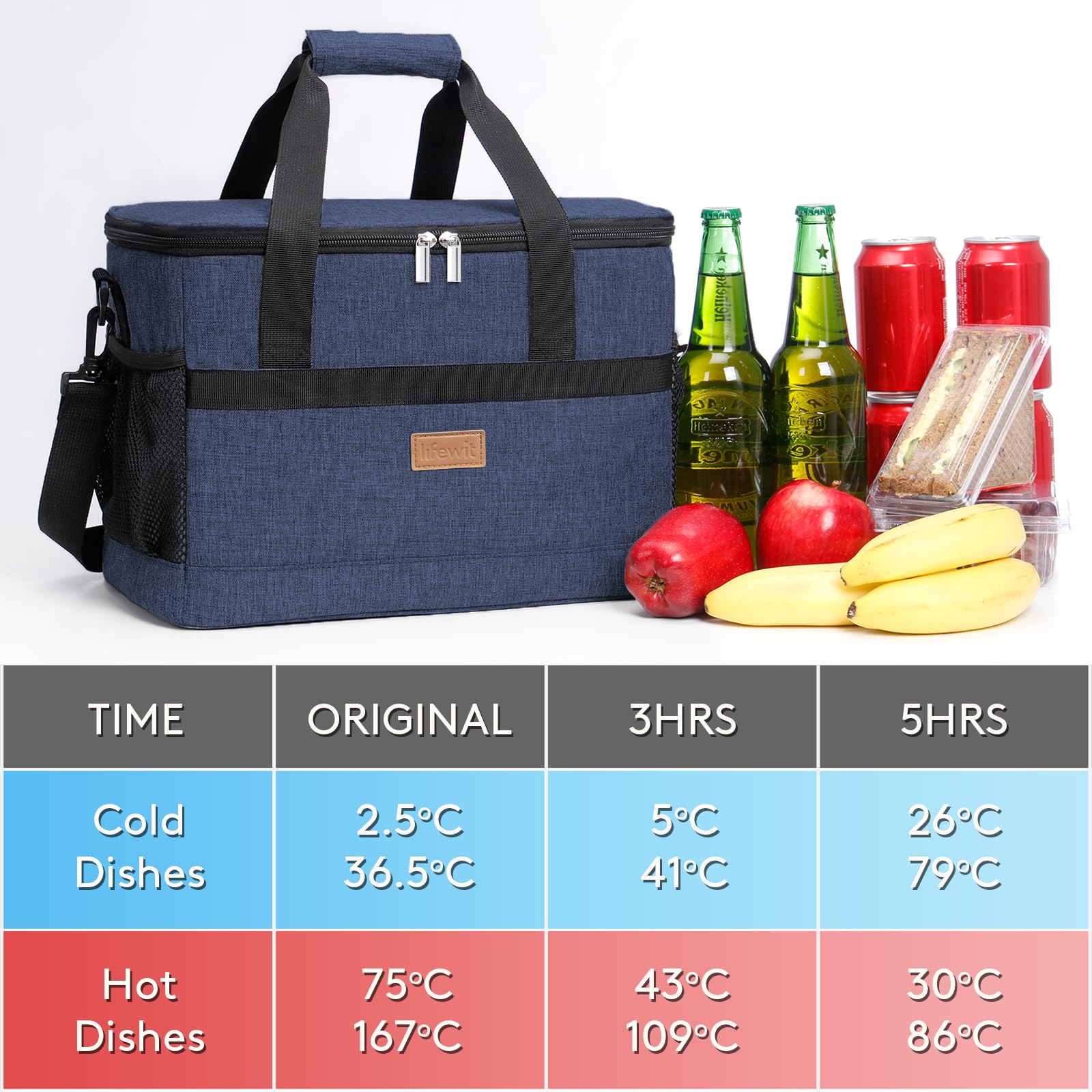 Lifewit Borsa Termica Porta Pranzo Borsa Frigo Isoterma per Alimenti Mantenere Caldo o Freddo per PIC-nic/All'aperto/Barbecue/Campeggio/Eventi Sportivi