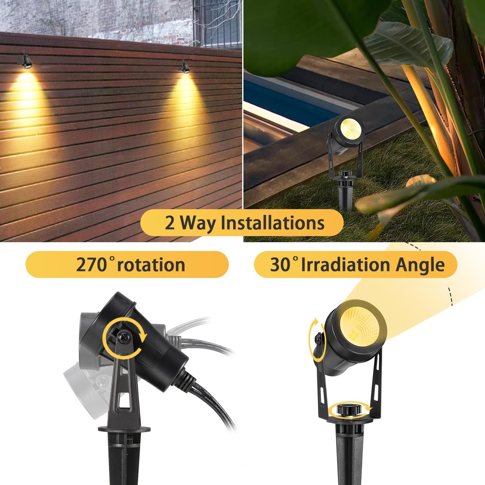B-right Garden Spike Lights, 8in1 12V Garden Lights Mains Powered, 27M Extendable LED Outdoor Lights Mains Powered - Image 3