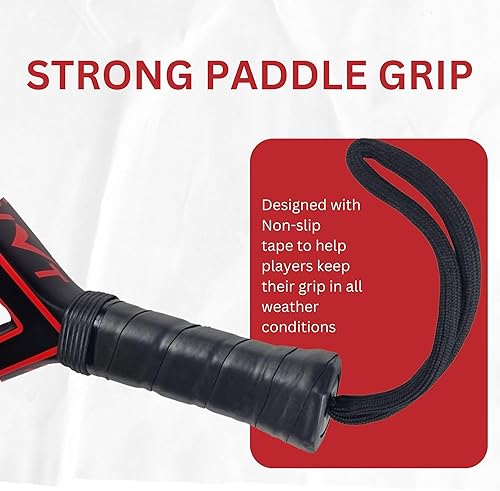 Miniatura 3 de NVT Raqueta de pádel de fibra de carbono, diseño ligero con agarre cómodo, resistente a todo tipo de clima, cabeza híbrida de fibra de vidrio y