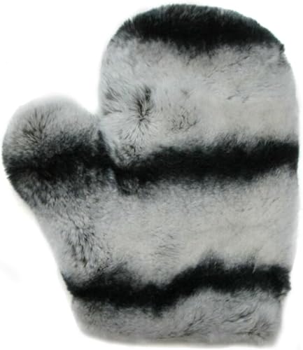 Mitón de masaje de doble cara de piel completa Rex Chinchilla Love - Una pieza, Chinchilla