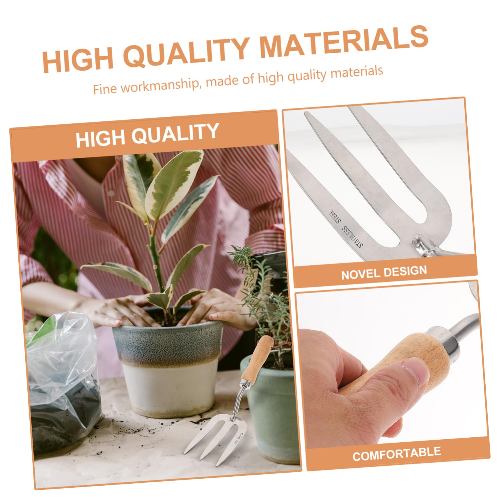 SUPVOX Mini Garden Shovel Multi-Purpose Hand Cultivator Steel Rake Garden Tool Hand Rake Ergonomic Handle